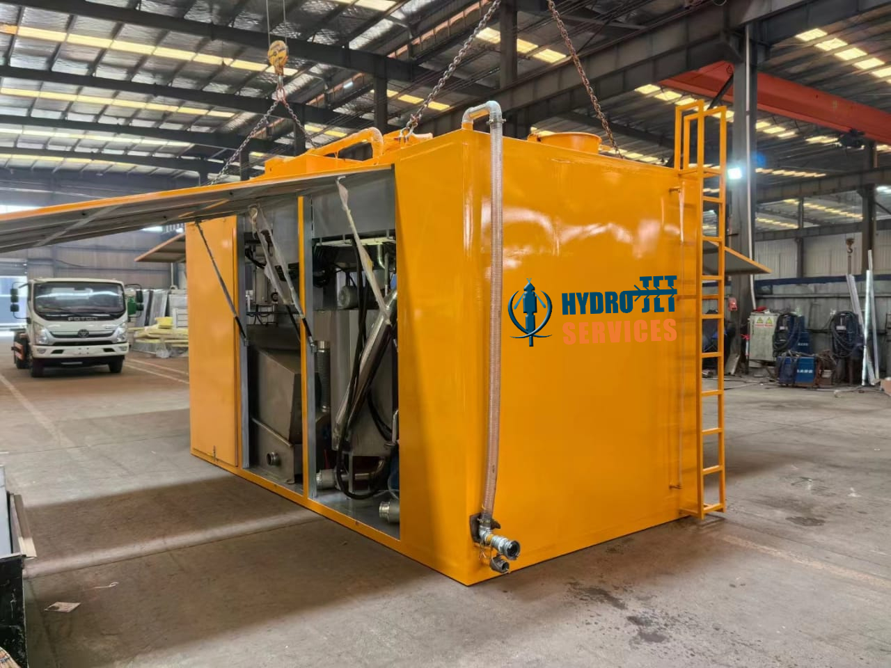 Hydrojetting professional performing high-pressure pipe cleaning